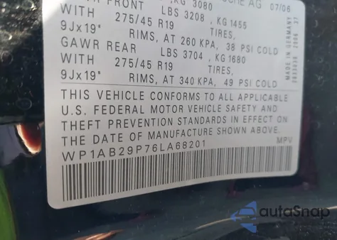 2006 Porsche Cayenne S/S Titanium Edition из США, поврежденный, VIN WP1AB29P76LA68201